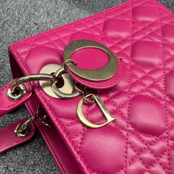 Dior Lady Lambskin Pink Leather Medium Satchel Bag ccofb1450-102525 - Picture 9 of 16